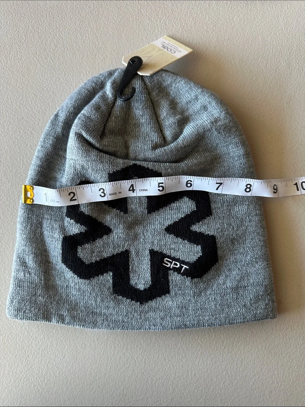 Mens Black Beanie with White Snowflake Logo